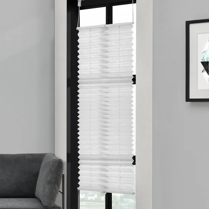 [neu.haus] Cortina plisada (40x150cm) Protector de luz y de sol – opaca – no hace falta taladro – blanca