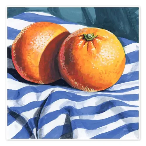 Oranges on Striped Cloth de Kate Jarvick Birch Wild Apple Graphics