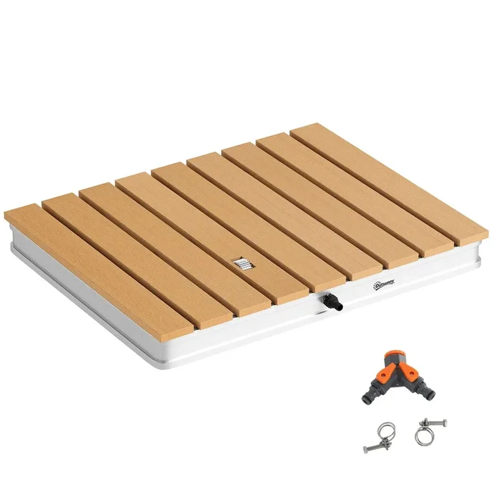 Outsunny Ducha de Jardín Portátil 70,5×55 cm Ducha Exterior de Suelo Altura Ajustable hasta 4 m Estructura de Aluminio Resistente al Agua a los Rayos UV y a Las Heladas para Camping Piscina Playa