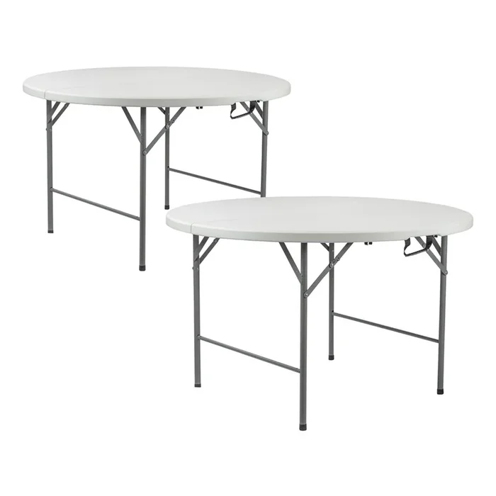 Pack 2 Mesas Plegables Redondas para Catering Efecto Granito 150x74cm Thinia Home