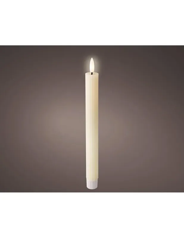 Pack de 2 unidades de vela de cera led, color beige lisa ø2,2×24,5cm, lumineo 8720725786608 72630 LUMINEO