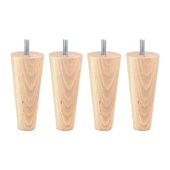 Patas tapi y canapé cónicas madera 15 cm métrica de rosca 10