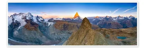 Picos Breithorn y Matterhorn al atardecer, Zermatt, Suiza de Roberto Sysa Moiola