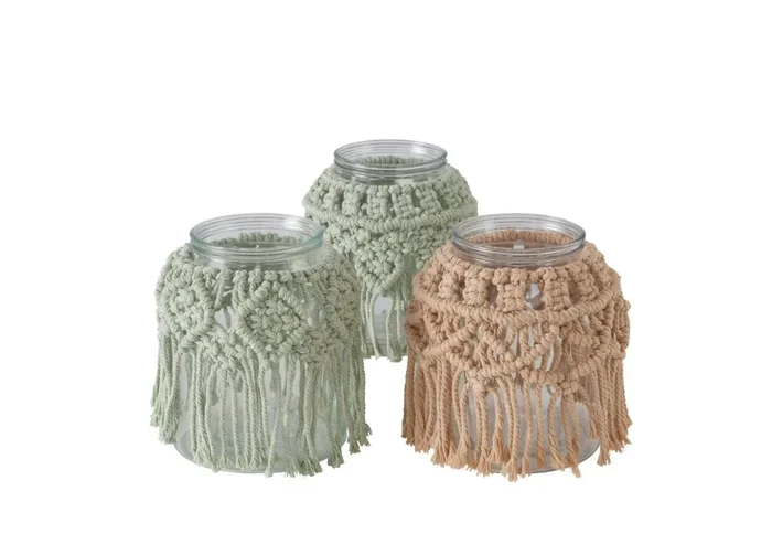 Porta velas MAKRAMEE surtido material cristal