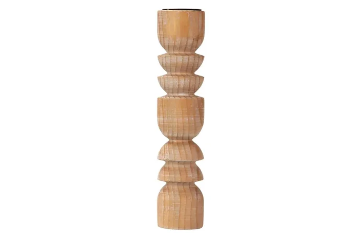 PORTAVELAS MADERA MARRON 11x11x50 CM