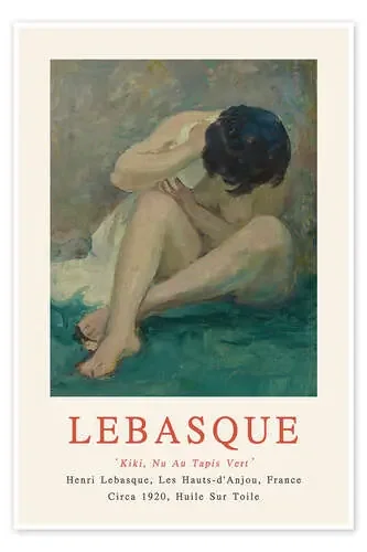 Portrait of Kiki (Naked on a Green Carpet) de Henri Lebasque Exhibition Posters