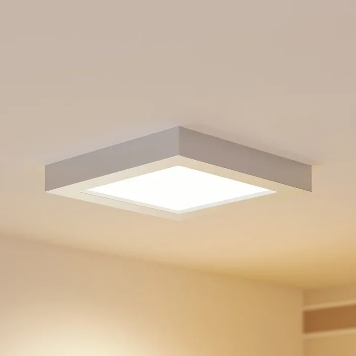 Prios Plafón LED Alette, plateado, 22,7 cm, 18 W, atenuable