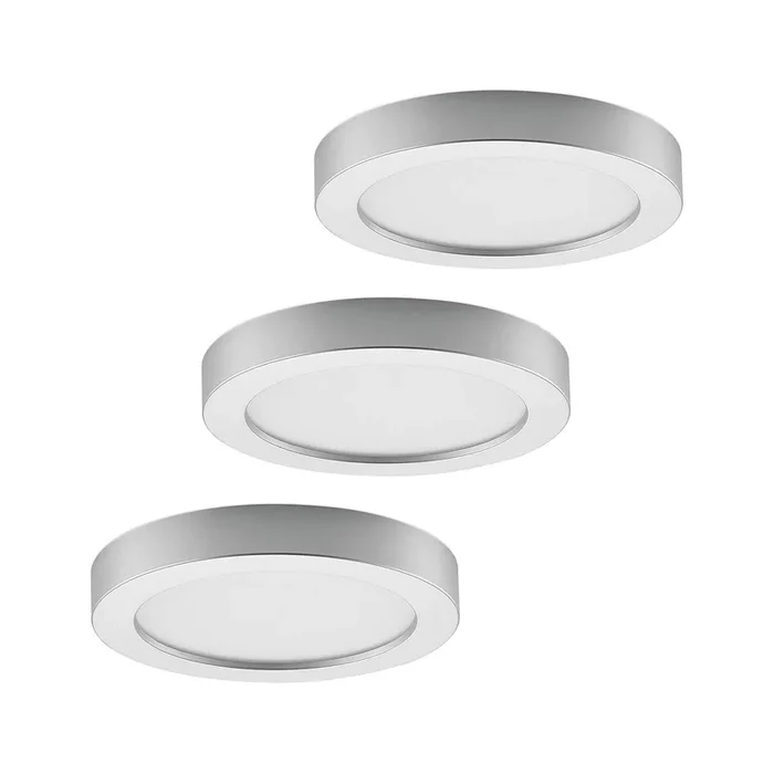 Prios Plafón LED Edwina, plata, 25 cm, set de 3