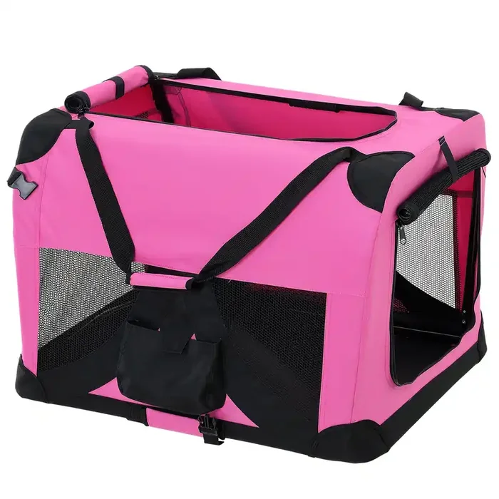 [pro.tec]® Bolsa de transporte para mascotas – Tamaño L (70x52cm) – Transportín plegable para perro (ROSA)