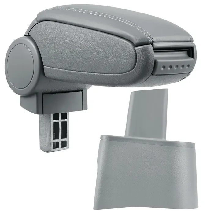 [pro.tec] Reposabrazos central para Seat Ibiza Tipo 6L Años de fabricación 2002-2008 (3 puertas o 5 puertas) – apoyabrazos con compartimento – tapizado – polipiel – gris