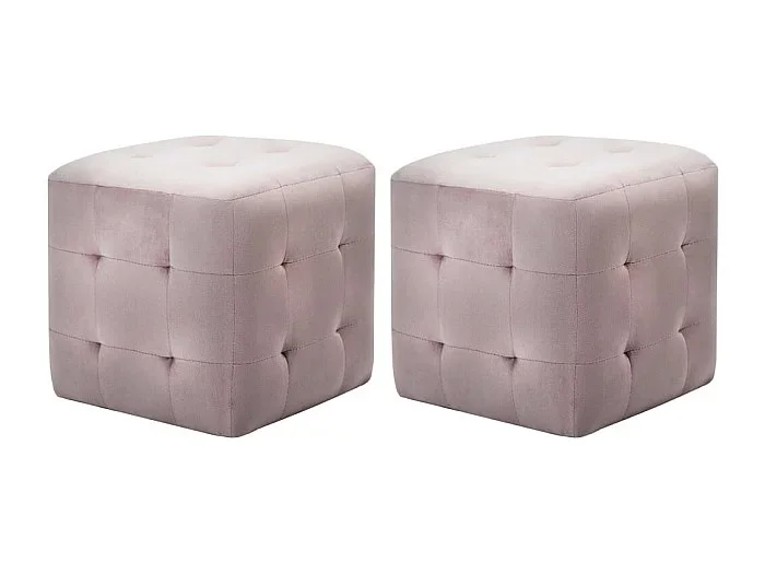 Puf 2 unidades terciopelo rosa 30x30x30 cm ES370205