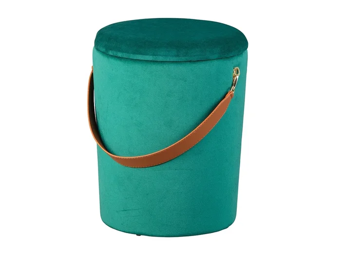 Puff Pampurs, taburete con almacenaje verde y marrón.