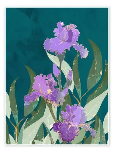 Purple Turquoise Iris Flowers de Sarah Manovski