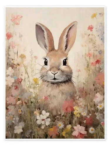 Rabbit in Flower Field de Olga Telnova