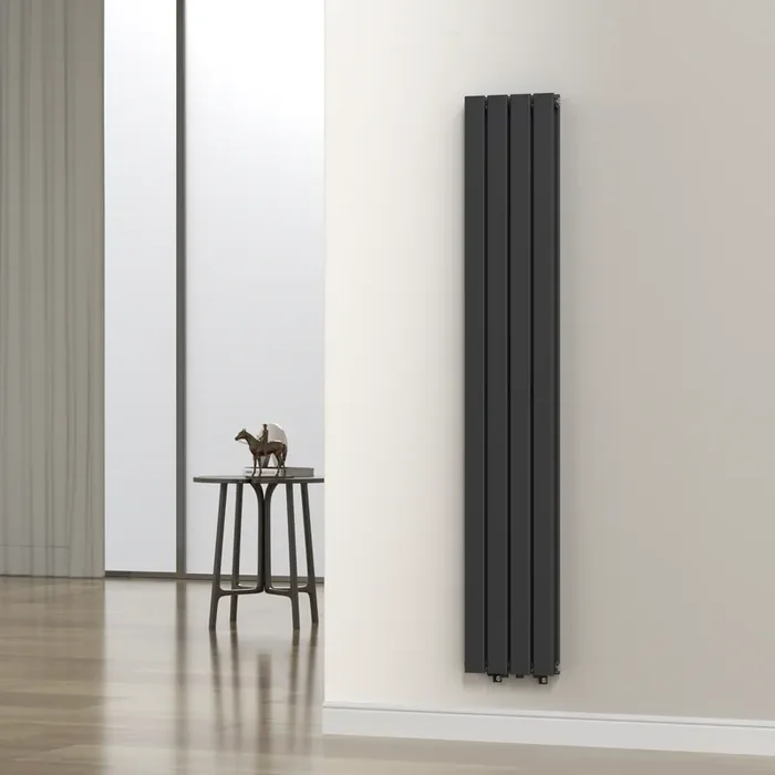 Radiador de panel Nore de Diseño doble capa plano acero 180×30 cm – Negro [neu.haus]