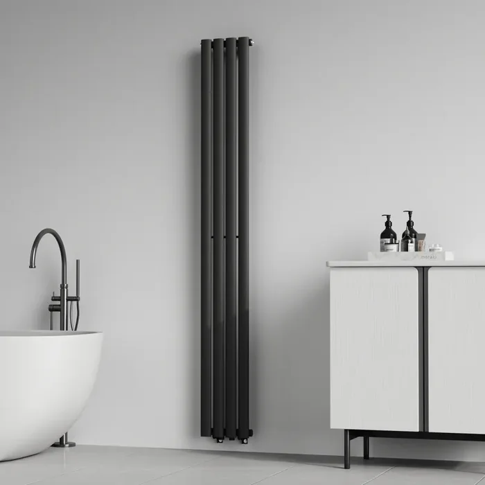 Radiador de panel Nore de Diseño monocapa tubular acero 180×24 cm – Negro [neu.haus]