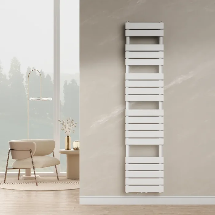 Radiador toallero mural Voss 801 W 19 lamas acero 180×40 cm – Blanco [neu.haus]