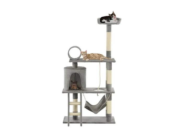 Rascador para gatos con poste de sisal 140 cm gris ES588034
