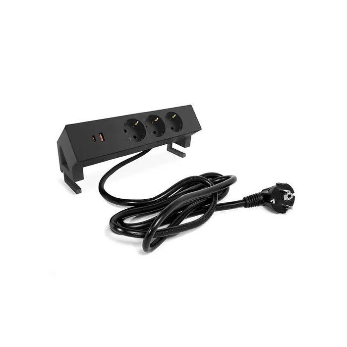 REGLETA DEKS 3TT+USB A/C NEGRO MATE / BLANCO