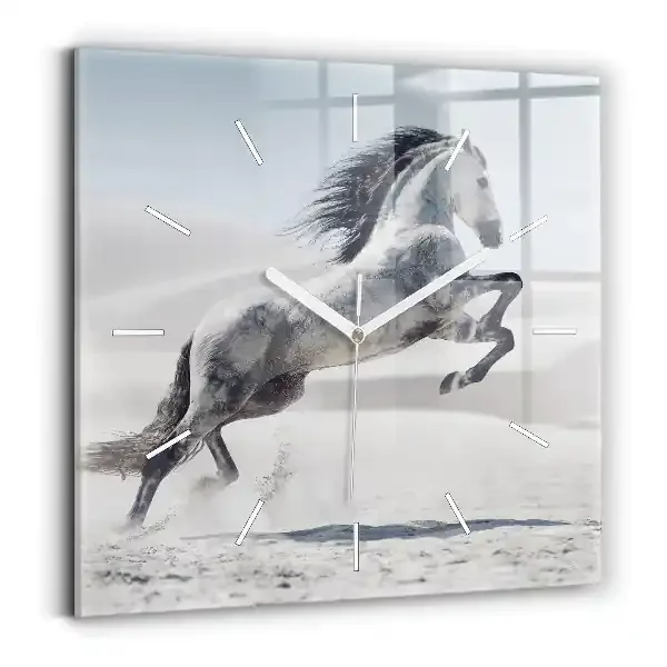 Reloj cuadrado Caballo blanco al galope