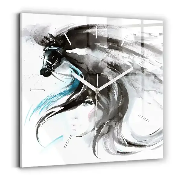 Reloj cuadrado Caballo y mujer abstractos