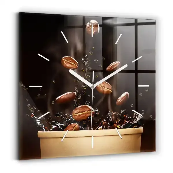 Reloj cuadrado Café caliente