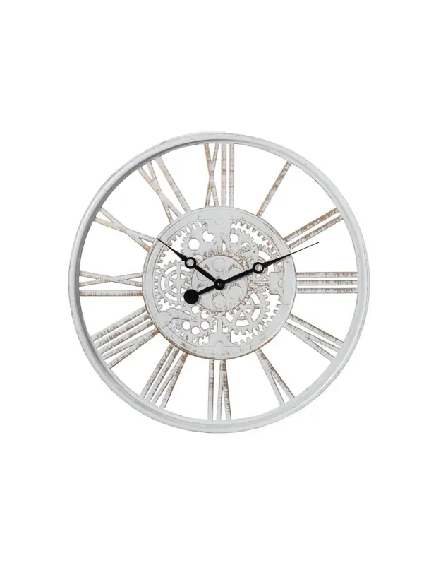 Reloj Pared Acrílico 51cm Blanco Envejecido