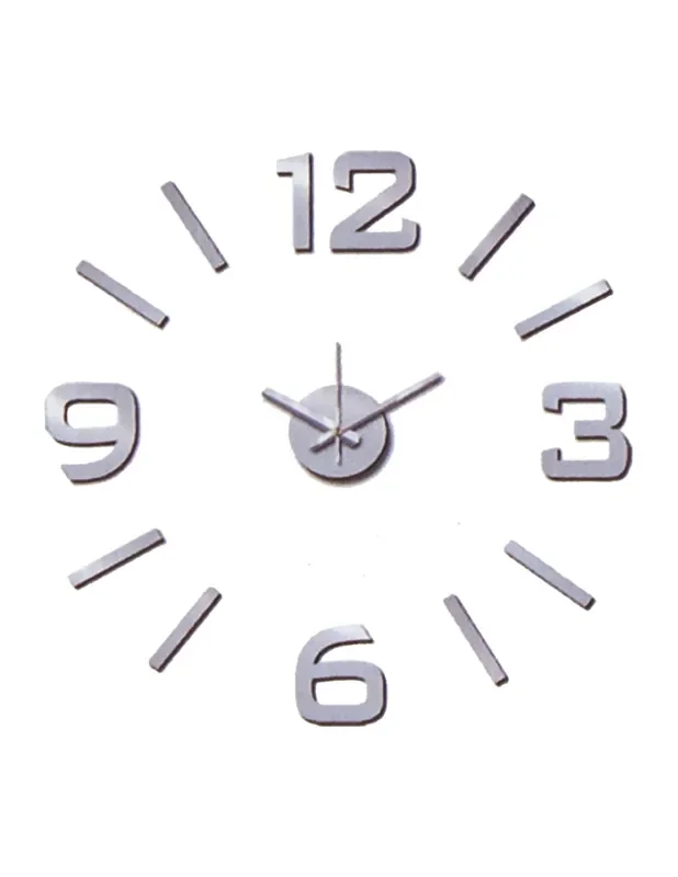 Reloj Pared Adhesivo Goma Eva Plateado