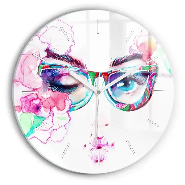 Reloj redondo pared Rostros de mujer con gafas