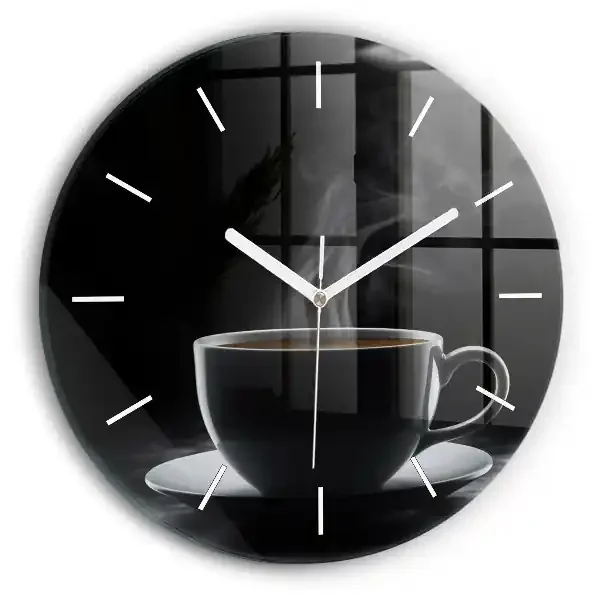 Reloj redondo pared Taza de café negro