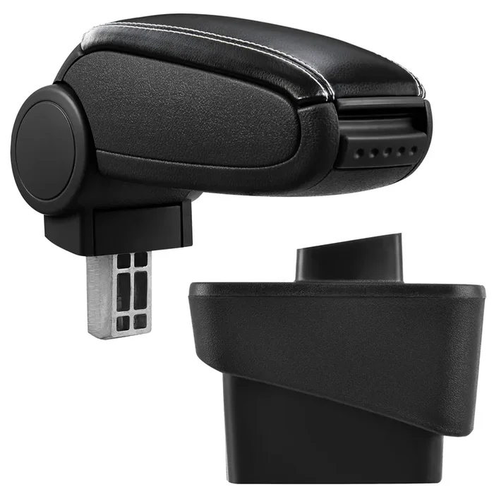 Reposabrazos central para Audi A1 (8X, a partir de 2010) tapizado – polipiel – negro con costuras de color blanco [pro.tec]