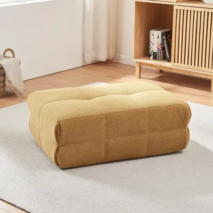 Reposapiés Koskyvn ligero textil 35x80x55cm – Amarillo [en.casa]