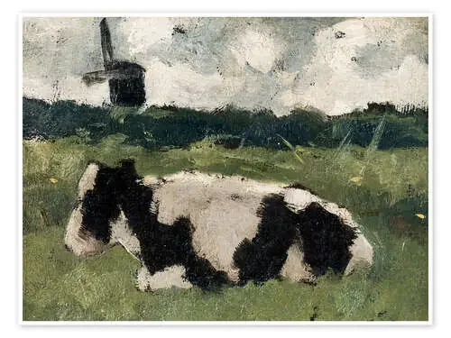 Resting Cow with a Mill de Richard Roland Holst Nook Vintage Archive