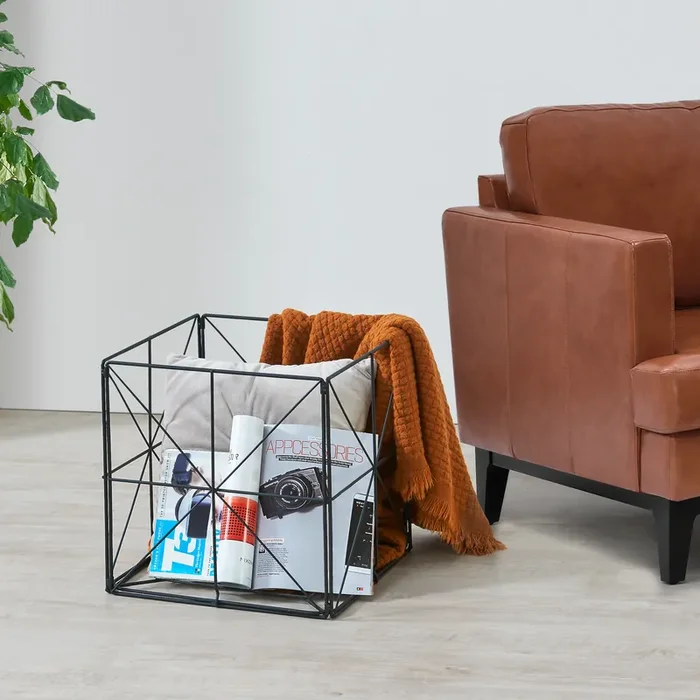 Revistero Temse metal 40 x 40 x 40 cm negro [en.casa]