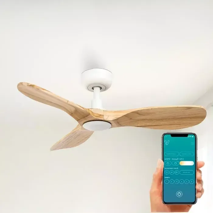ROWIND Ventilador blanco/pino sin luz Ø90cm wifi