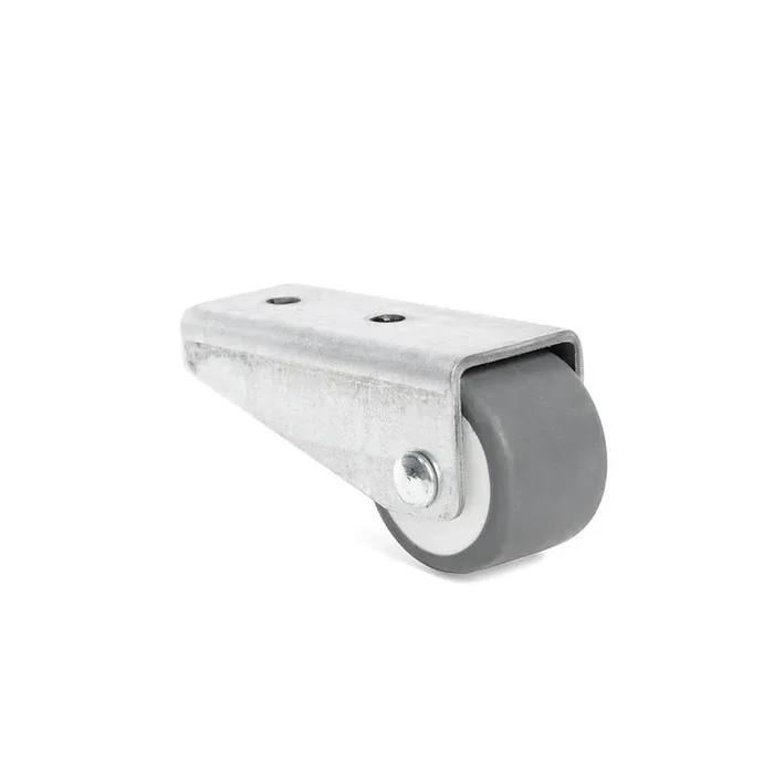 RUEDA FIJA ANUI ARO DE GOMA GRIS d24 H26 SOPORTE DE PALA LARGA ZINCADO.