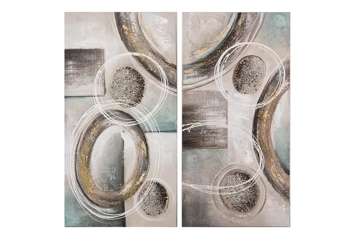 SET 2 LIENZOS ABSTR. 40% PINTADO MANO 40x3x80 CM