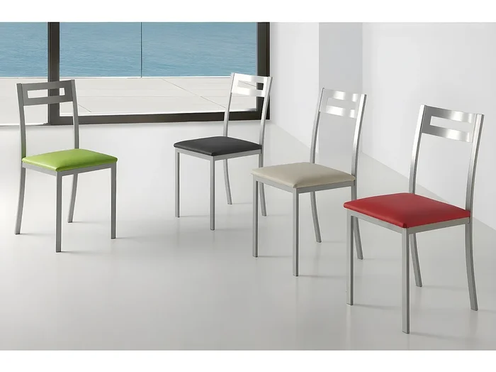 Set de 2 sillas de cocina – Polipiel Verde, 41x47x86 cm – PAMIS