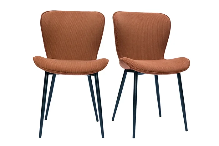 Set de 2 sillas de diseño de pana terracota y metal negro ADDICT