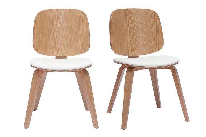 Set de 2 sillas de madera clara y blanca BECK