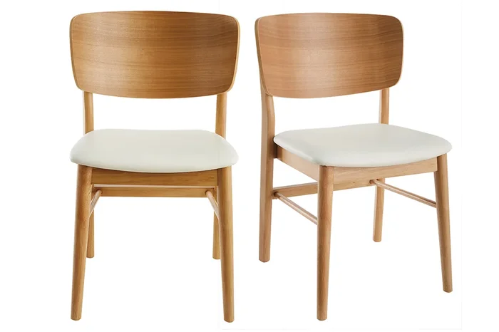 Set de 2 sillas de madera clara y blanco SHELDON