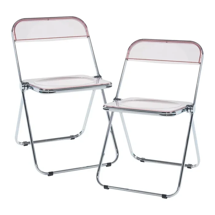 Set de 2 sillas plegables Pornainen transparente 74x46x47cm Rosa [en.casa]
