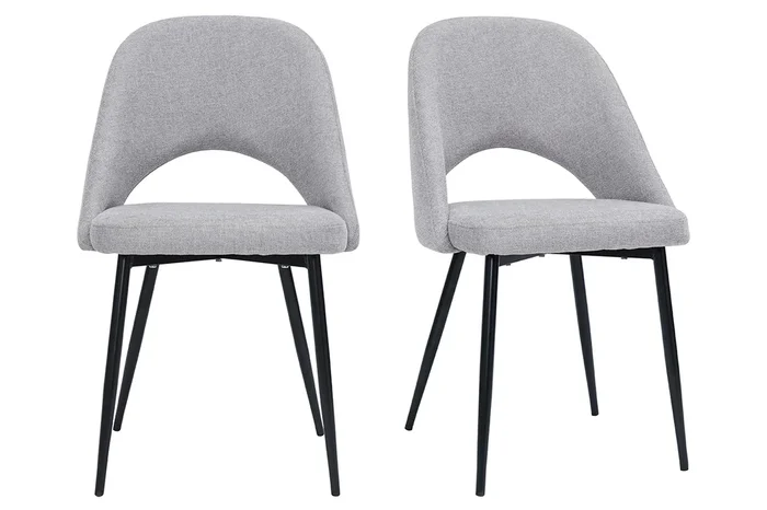 Set de 2 sillas vintage de tejido efecto aterciopelado texturizado gris y metal COSETTE