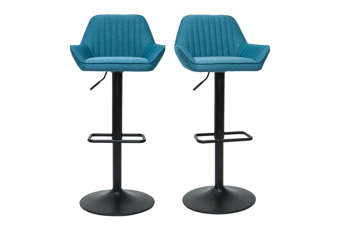 Set de 2 taburetes de cocina ajustables de diseño de tejido azul petróleo RONNIE