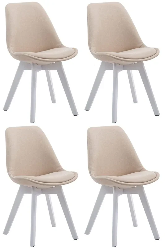 Set de 4 Sillas Borneo para comedor en tela Crema 55X48X84 cm