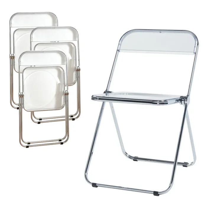 Set de 4 sillas plegables Pornainen 74x46x47cm Transparente [en.casa]