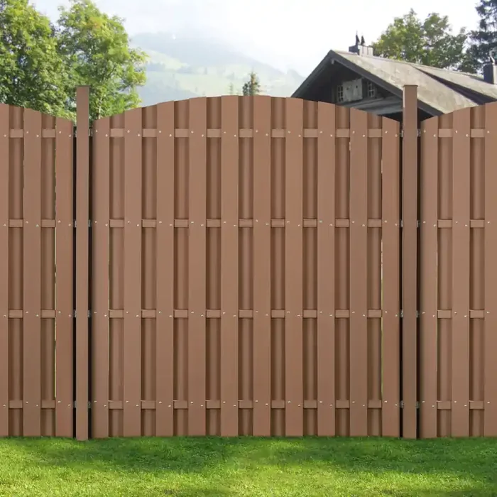 Set de 4x Valla de jardín WPC – forma semicircular – 185 x 747 cm – Marrón [neu.holz]
