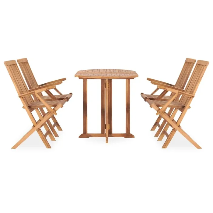 Set de comedor de jardín plegable 5 pzas madera maciza de teca