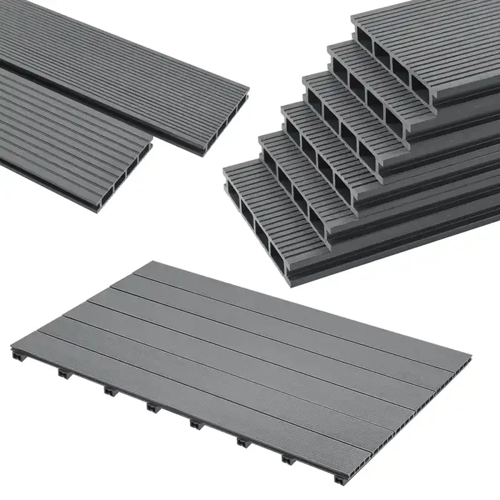 Set de tablones para terraza Deilingen WPC Antideslizante 46m² 220 x 15 cm gris claro [neu.holz]