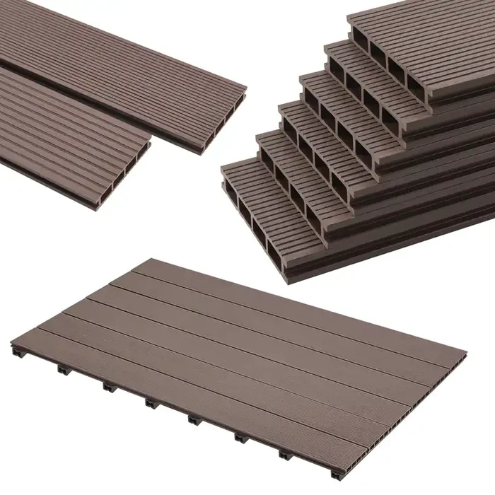 Set de tablones para terraza Deilingen WPC Antideslizante 4m² 220 x 15 cm marrón oscuro [neu.holz]